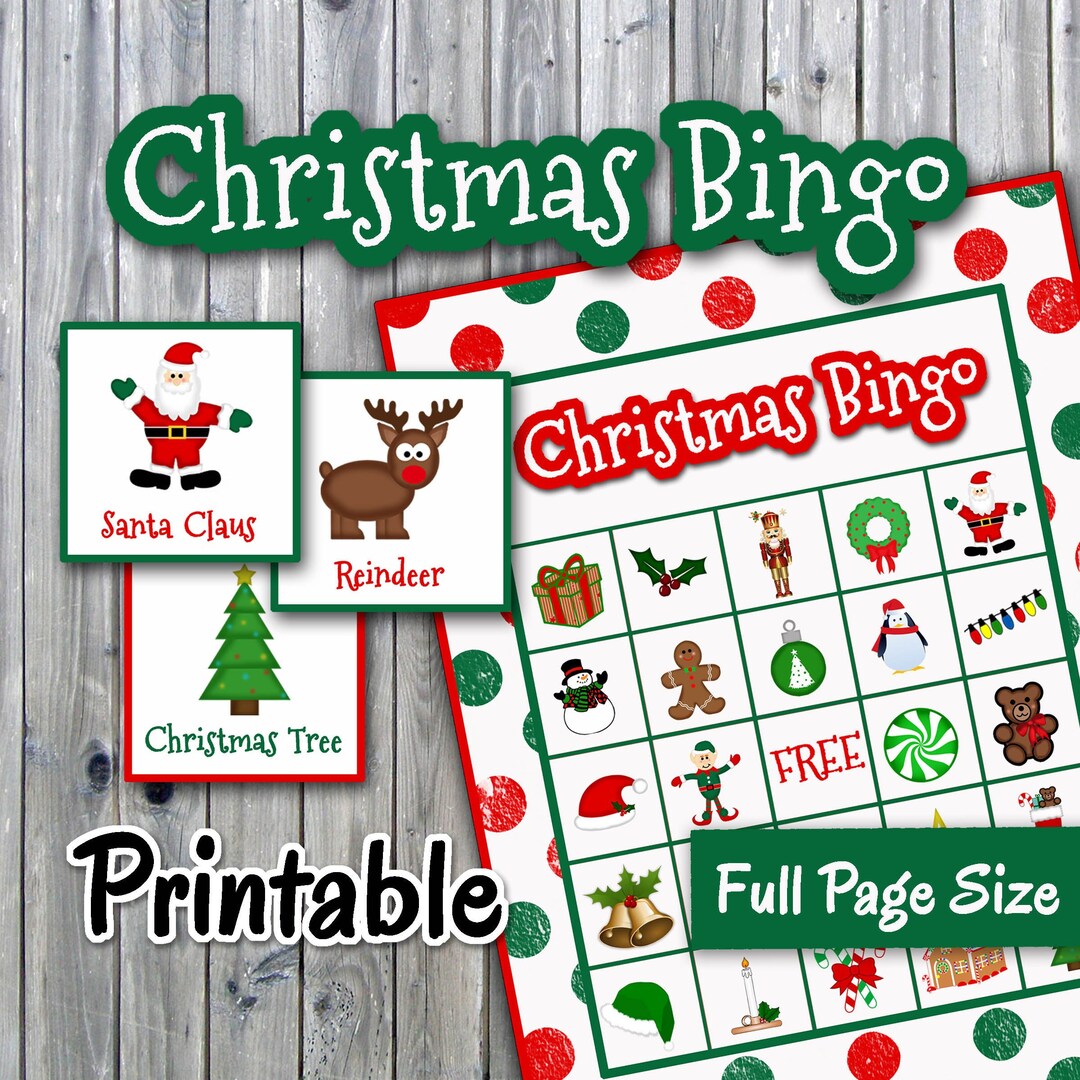 Christmas Bingo Printable PDF - 30 Different Cards - FULL PAGE - Christmas Memory Game - Party ...