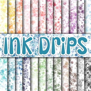 Alcohol Ink Drips Digital Papers - Colorful Alcohol Ink Backgrounds and Textures - 24 Colors - 12in x 12in - Commercial Use - Sublimation