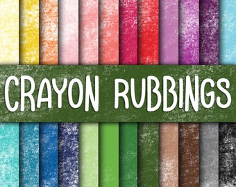 Crayon Rubbings Digital Papers - Colorful Digital Backgrounds and Textures - 24 Colors - 12in x 12in - Commercial Use - Sublimation