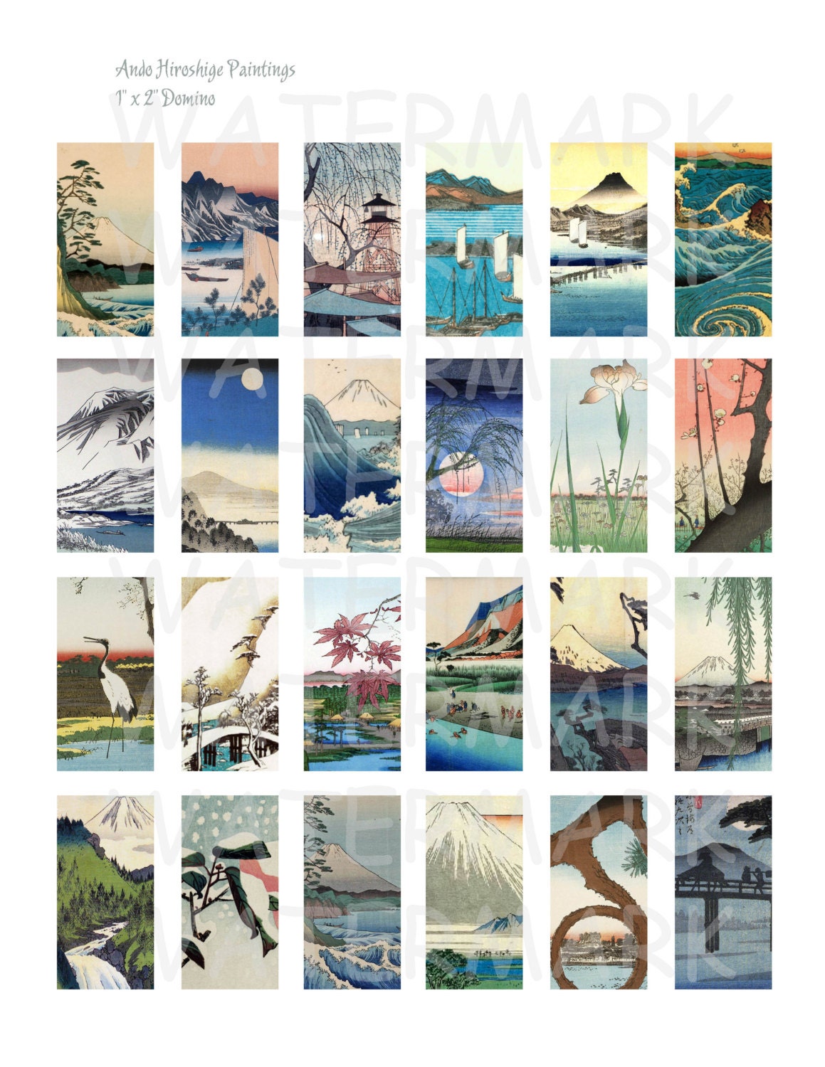 Japanese Art - Digital Collage Sheet - 1 X 2 Inch Domino - INSTANT ...