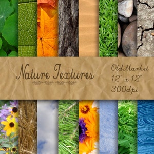 Digitaal natuurpapier - natuurtaferelen achtergronden en texturen - 16 ontwerpen - 12 in x 12 in - commercieel gebruik - INSTANT DOWNLOAD