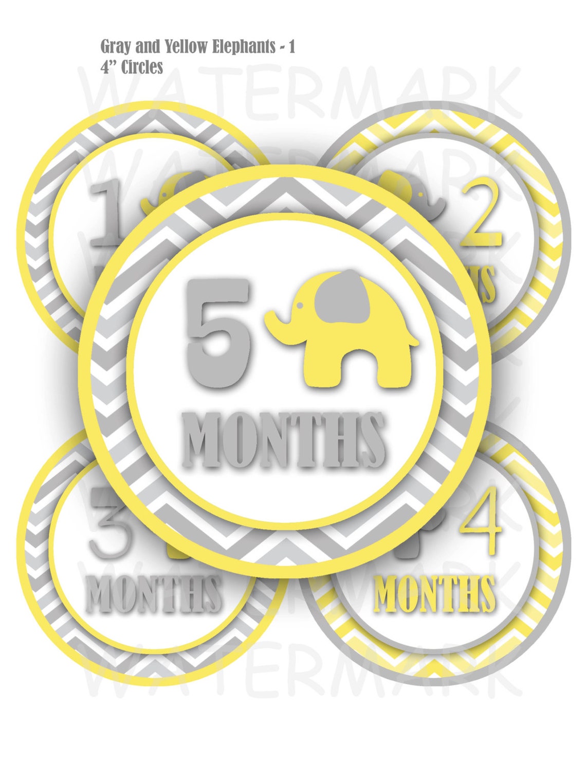 Elephant Baby Monthly Milestone Images in Gray and Yellow | Etsy