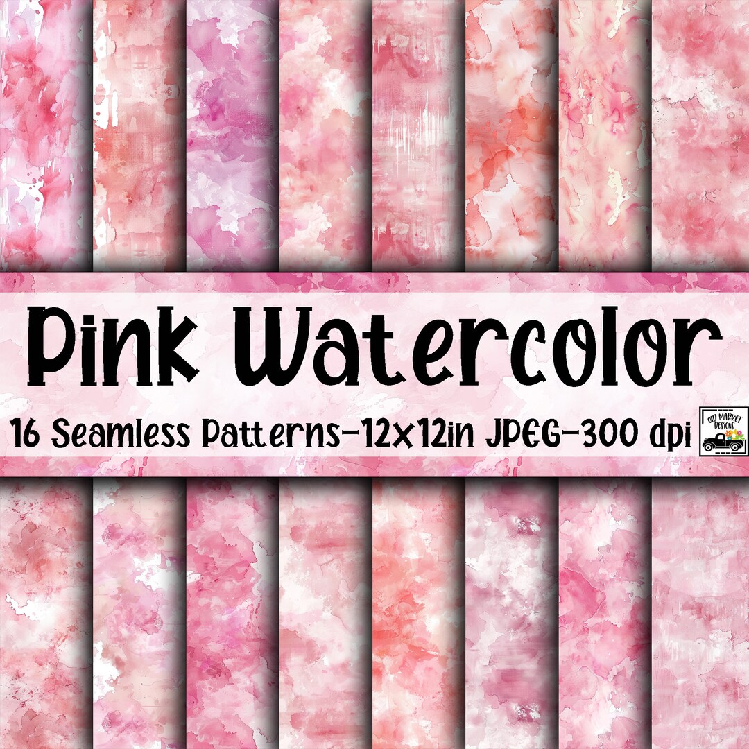 Pink Watercolor SEAMLESS Patterns - Watercolor Digital Paper - 16 ...