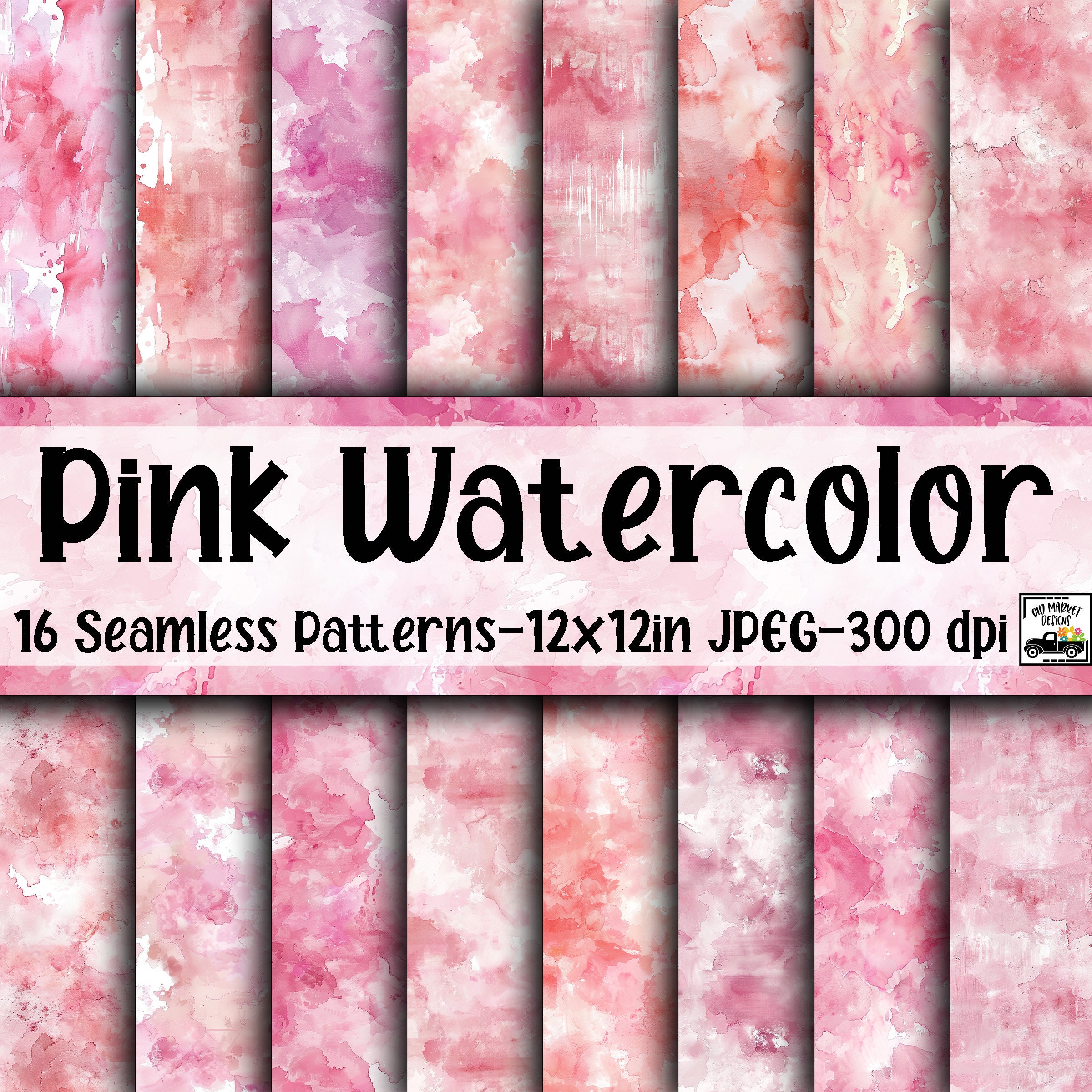 Pink Well Pattern Pink Watercolor SEAMLESS Patterns - Watercolor Digital Paper - 16 ...