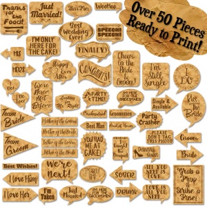 Wedding Photo Booth Prop Signs and Decorations - Vintage Paper Wedding ...