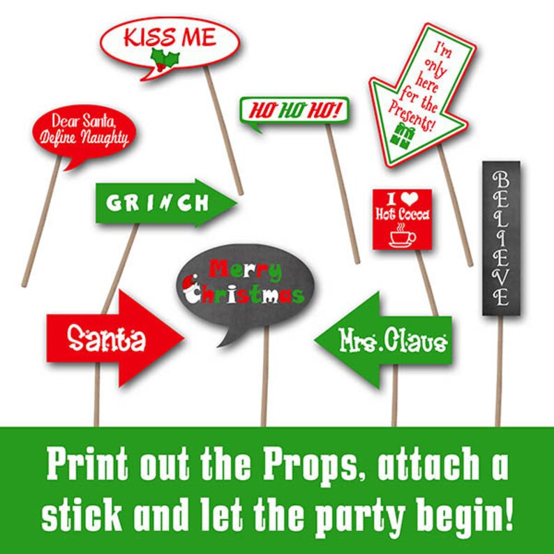Christmas Signs Photo Booth Props Printable Includes 30 - Etsy