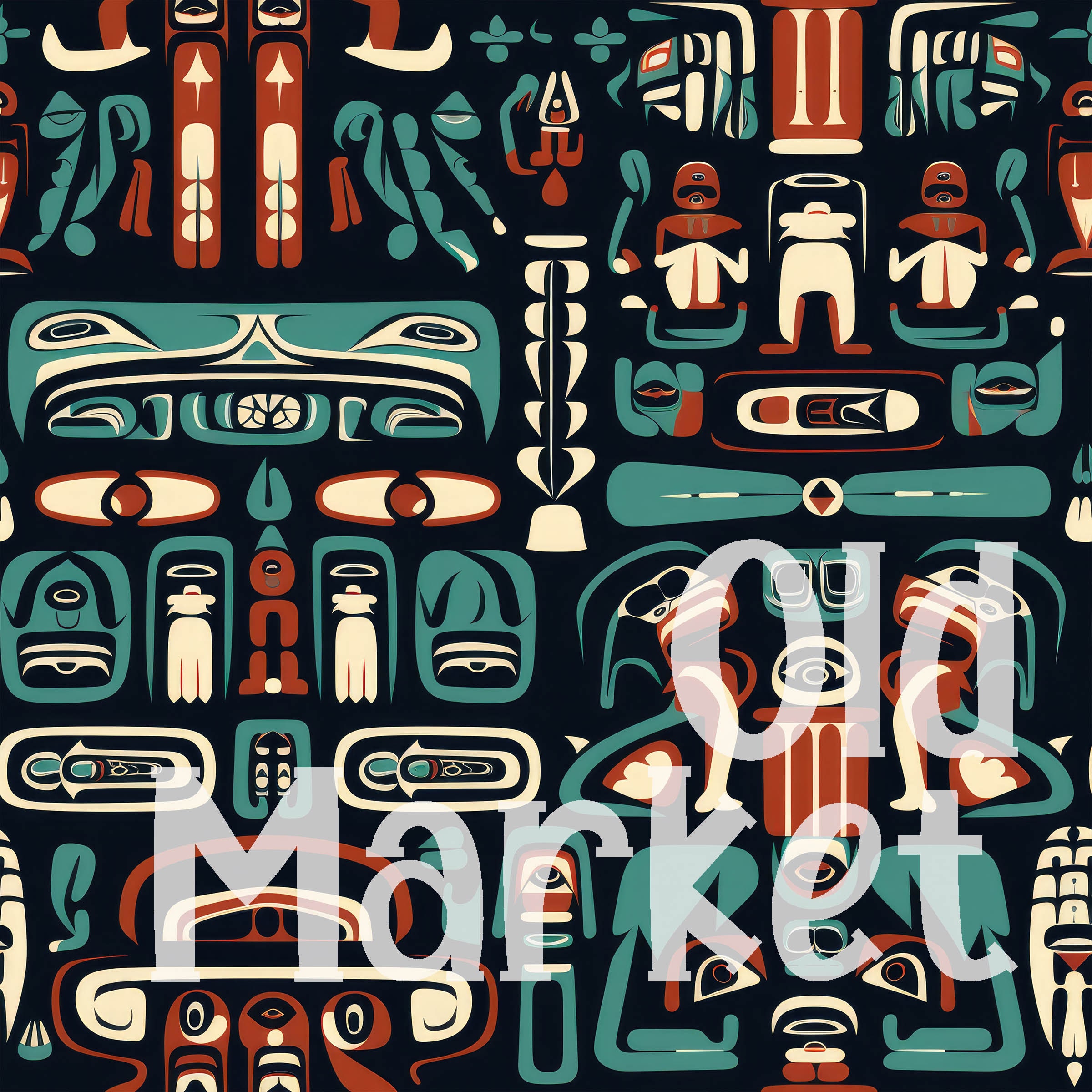 Northwest Tribal Art NAADLOZE patronen - Tribal digitaal papier - 16  ontwerpen - 12 x 12 inch - commercieel gebruik - tribale patronen - Etsy  België, image size:2400x2400