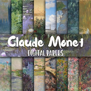 Papier numérique de peintures de Claude Monet - arrière-plans Monet - peintures de Monet - 16 modèles - 12 po x 12 po - usage commercial - TÉLÉCHARGEMENT IMMÉDIAT