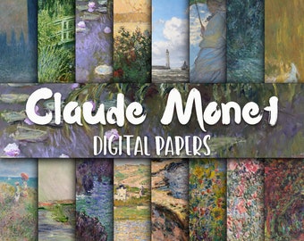 Claude Monet Paintings Digital Paper - Monet Backgrounds - Monet Paintings - 16 Designs - 12in x 12in - Commercial Use - INSTANT DOWNLOAD