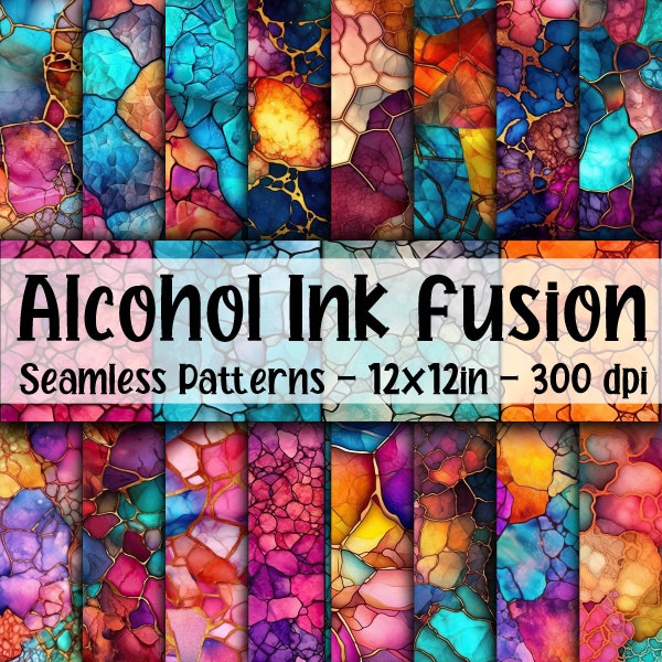 Alcool Ink SEAMLESS Patterns - Alcohol Ink Digital Paper - 16 Designs - 12x12in - Commercial Use - Alcohol Ink Sublimation