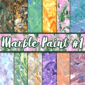 Marble Paint Digital Paper Set #1 - Marble Paint Textures - Marble Backgrounds - 12 Colors - 12in x 12in - Commercial Use - INSTANT DOWNLOAD