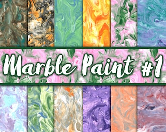Marble Paint Digital Paper Set #1 - Marble Paint Textures - Marble Backgrounds - 12 Colors - 12in x 12in - Commercial Use - INSTANT DOWNLOAD
