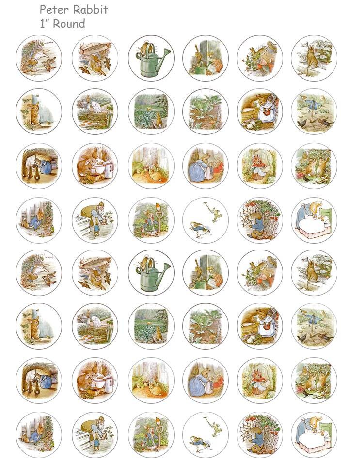 Peter Rabbit - Digital Collage Sheet - 1 Inch Round Circles - INSTANT ...