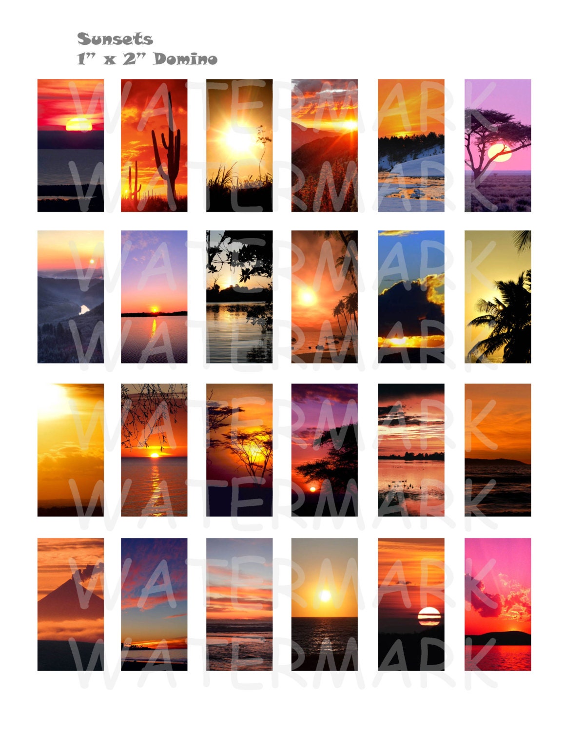 Sunsets - Digital Collage Sheet - 1 X 2 Inch Domino - INSTANT DOWNLOAD ...