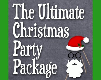 The Ultimate Christmas Party Package - Includes Printable Christmas Photo Booth Prop Sets, Bingo Cards, Charades and More