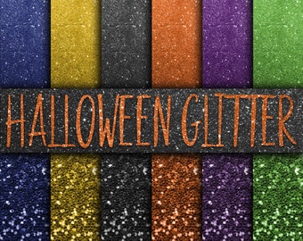 Halloween Glitter Digital Paper - Glitter Backgrounds and Textures - 16 Designs - 12in x 12in - Commercial Use - Instant Download