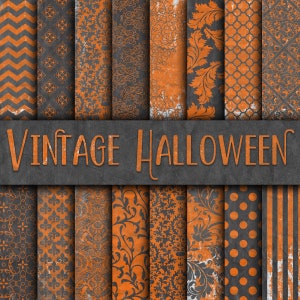 Vintage Halloween Digital Papers - Sfondi decorativi di Halloween - 16 design - 12 x 12 pollici - Uso commerciale - DOWNLOAD IMMEDIATO
