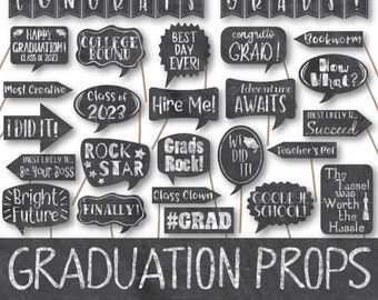 Graduation Photo Booth Props and Decorations - Printable 2023 Photo Prop Signs - Over 50 Images- School Party Printables - Graduation Banner