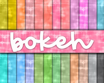 Soft Bokeh Digital Paper - Colorful Bokeh Design Backgrounds -  24 Colors - 12in x 12in - Commercial Use -  INSTANT DOWNLOAD