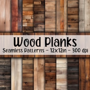 Patrones sin costuras de tablones de madera - Papel digital para cercas de madera - 16 diseños - 12 x 12 pulgadas - Uso comercial - Texturas para cercas de madera
