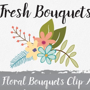 Frische Blumensträuße - Hochzeit Blumen Bouquets-ClipArt - kommerzielle Nutzung Vektor Clipart - 25 Bilder in PNG und EPS-Format - sofort-DOWNLoAd
