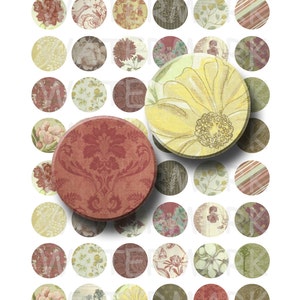 Wistful Whimsy - Digital Collage Sheet  - 1 inch Round Circles - INSTANT DOWNLOAD