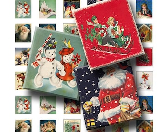 Vintage Christmas - Digital Collage Sheet   - .75 x .83 Scrabble Size - INSTANT DOWNLOAD