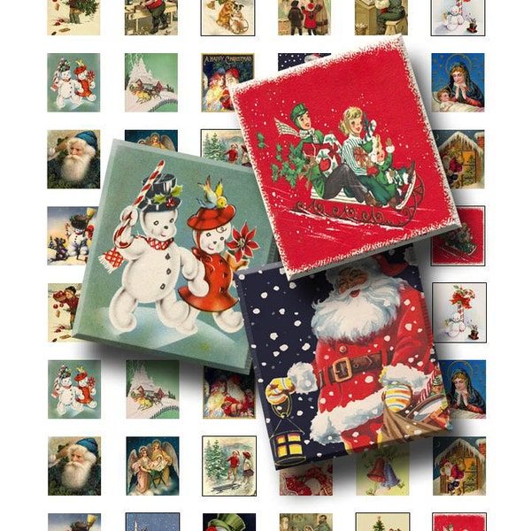 Vintage Christmas - Digital Collage Sheet   - .75 x .83 Scrabble Size - INSTANT DOWNLOAD