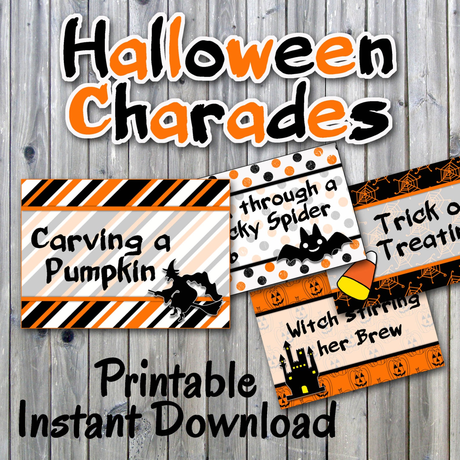 Halloween Charades Party Game Printable PDF Printable 32 - Etsy