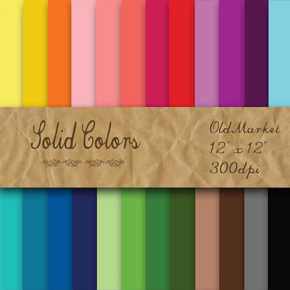 Carta digitale di colori a tinta unita sfondi colorati solido 24 colori 12  x 12 in uso commerciale DOWNLOAD immediato -  Italia