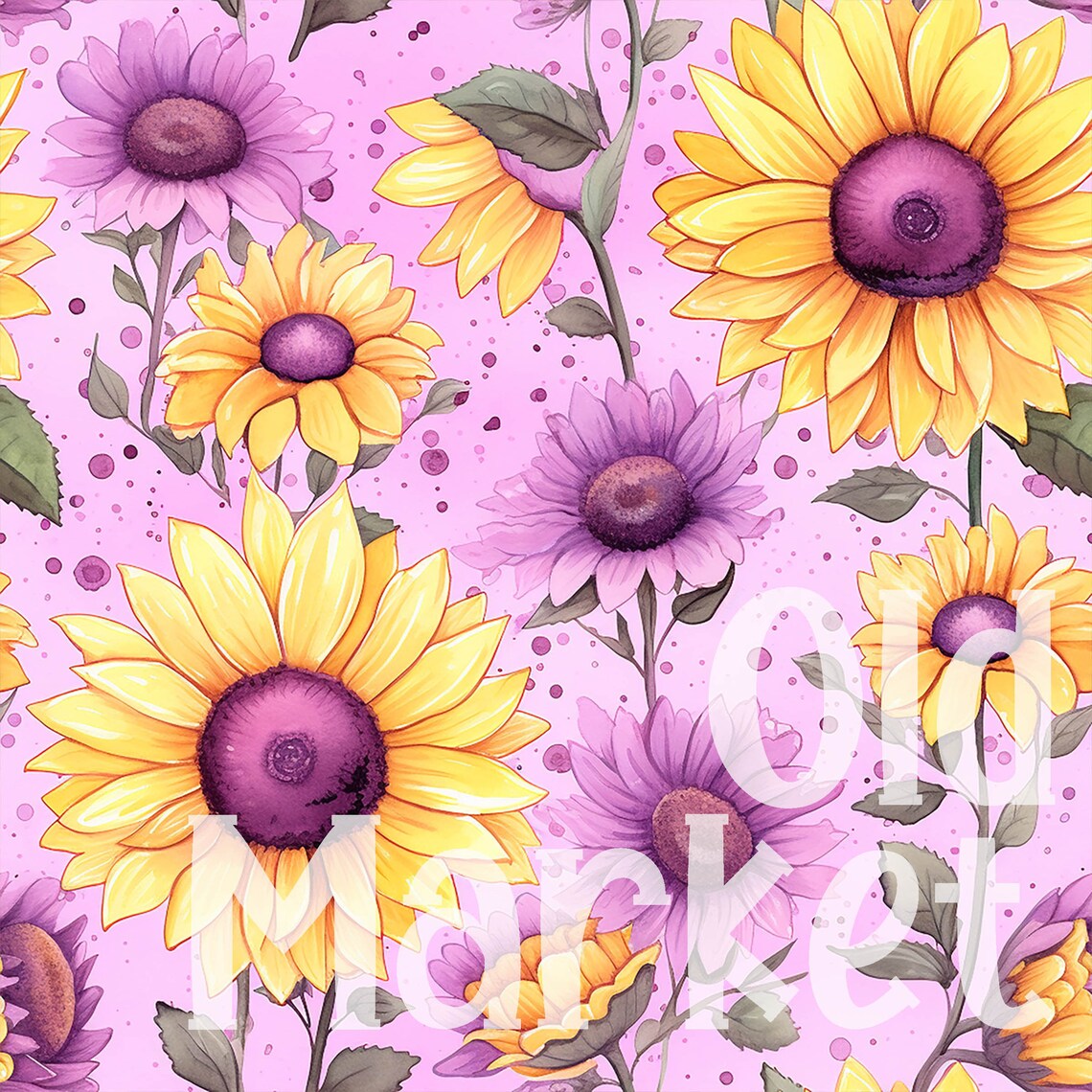 Sunflower SEAMLESS Patterns - Watercolor Sunflowers Digital Paper - 16 ...
