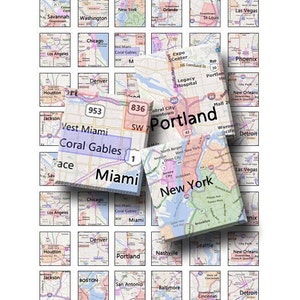 Mapas de ciudades - Hoja de collage digital - Tamaño Scrabble 0,75 x 0,83 - DESCARGA INMEDIATA