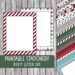Carta da lettere natalizia stampabile - Carta da lettere con colori invernali - Intestazioni - 30 design - 8,5 x 11 pollici - Uso commerciale