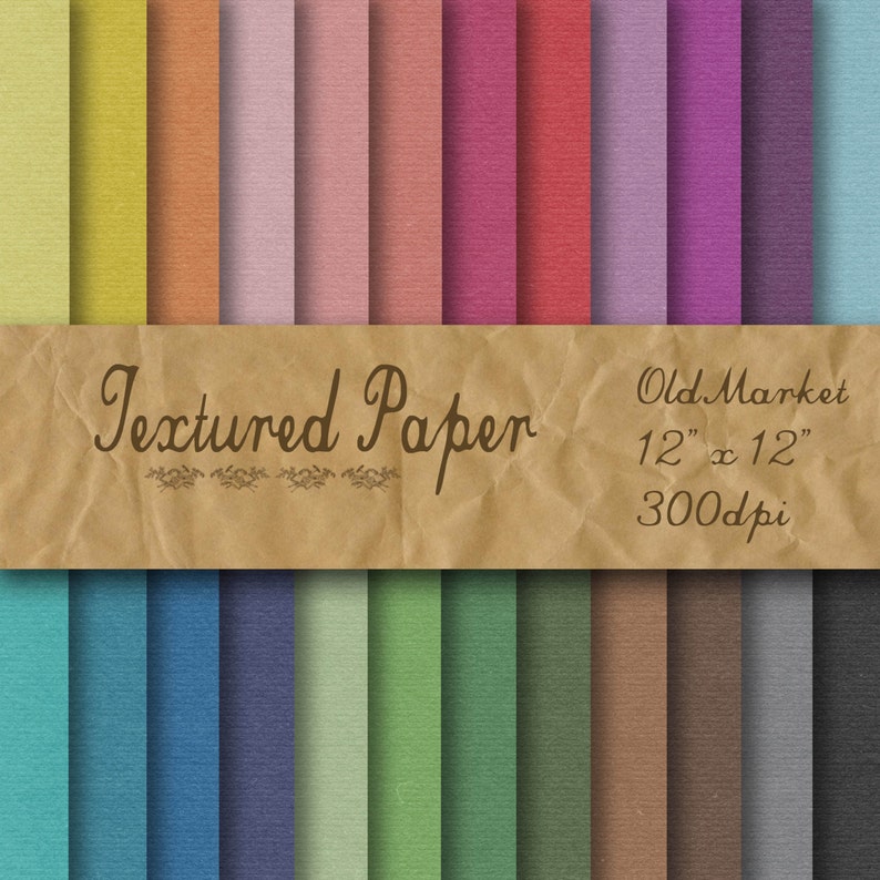 Op de afbeelding: Een set van 20 digitale papieren achtergronden met verschillende texturen in diverse kleuren. De papieren zijn 30,5 cm bij 30,5 cm en 300 dpi. De papieren hebben een vintage, oude markt uitstraling.