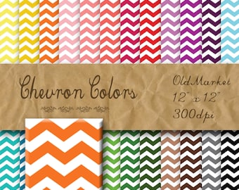 Chevron Colors Digital Paper - Chevron Design Backgrounds -  24 Colors - 12in x 12in - Commercial Use -  INSTANT DOWNLOAD