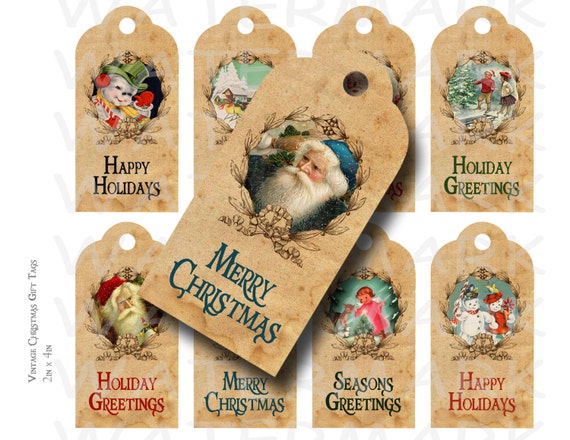 Personalized Vintage African-American Santa Christmas Gift Labels