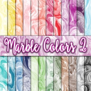 Marble Colors Digital Paper Set 2 - Texture di vernice marmorizzata - Sfondi in marmo - 24 colori - 12 x 12 pollici - Uso commerciale - DOWNLOAD IMMEDIATO
