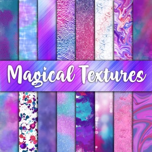Papel Digital Magical Textures - Texturas e Fundos Roxos e Rosas - 16 Designs - 12 x 12 pol - Uso Comercial - DOWNLOAD INSTANTÂNEO
