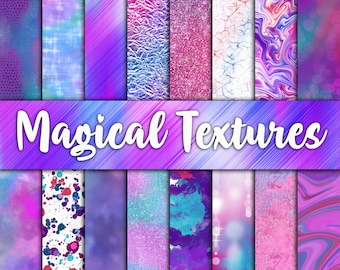 Magical Textures Digital Paper - Purple and Pink Textures and Backgrounds - 16 Designs - 12x12in - Commercial Use - INSTANT DOWNLOAD