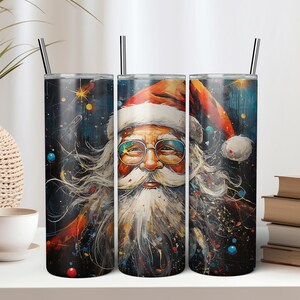 Abstrakter Weihnachtsmann 20 Unzen Skinny Tumbler Sublimationsdesign - Sofortiger digitaler Download PNG - Niedliche Weihnachtsbecher Wrap - Winter Tumbler