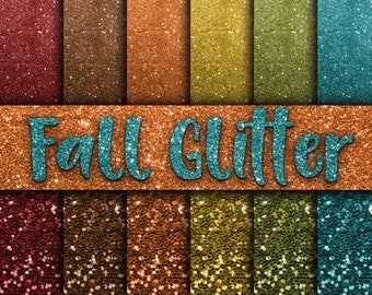 Fall Glitter Digital Paper - Glitter Autumn Backgrounds and Textures - 16 Designs - 12in x 12in - Commercial Use - Instant Download