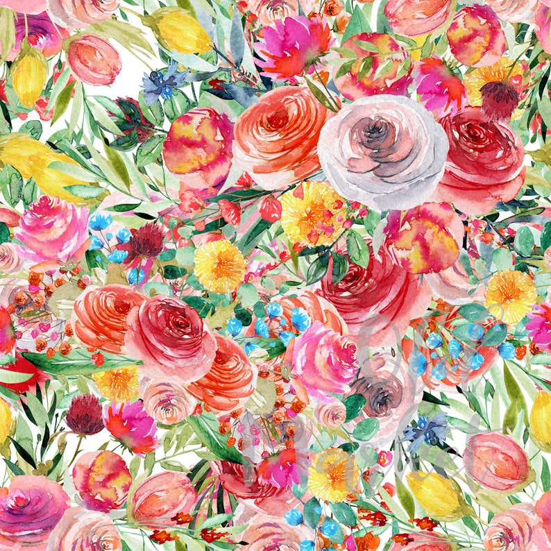 Spring Floral Digital Paper - SEAMLESS - Spring Watercolor Flower ...