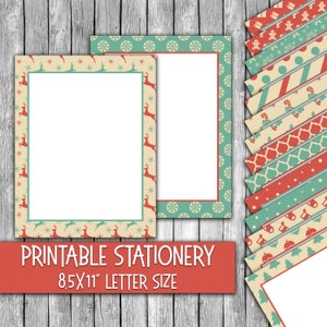 Papelería navideña imprimible - Papel de carta Winter Wonderland - Membretes - 16 diseños - 8.5in x 11in - Uso comercial