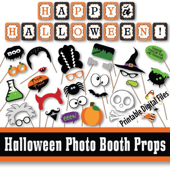 Halloween Photo Booth Props and Decorations Printable Props and Banner Over  40 Images Digital Download Instant Download (Download Now) - Etsy