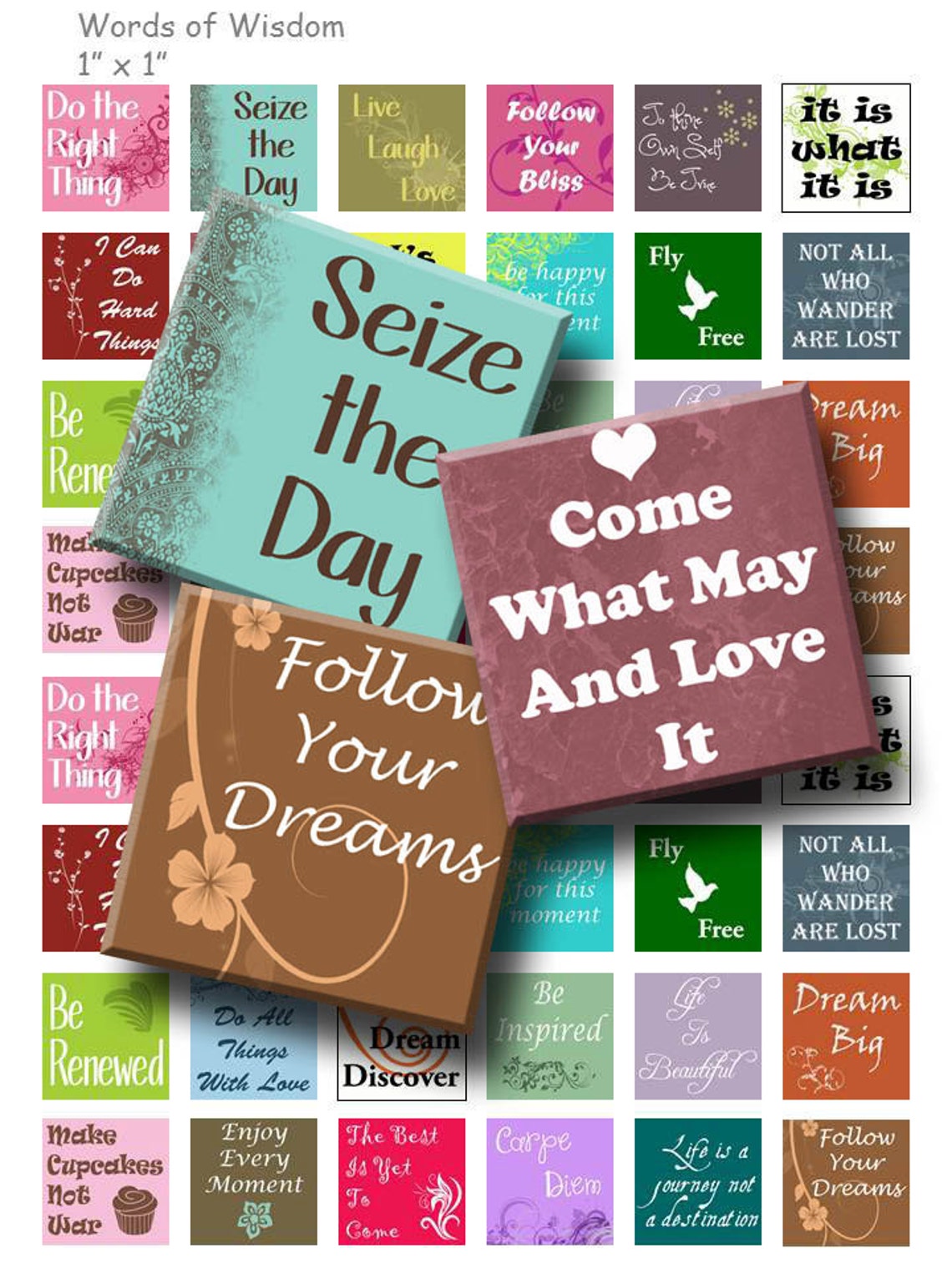 Wisdom Collage Examples Words of Wisdom - Digital Collage Sheet - 1 Inch (1 X 1) - INSTANT ...
