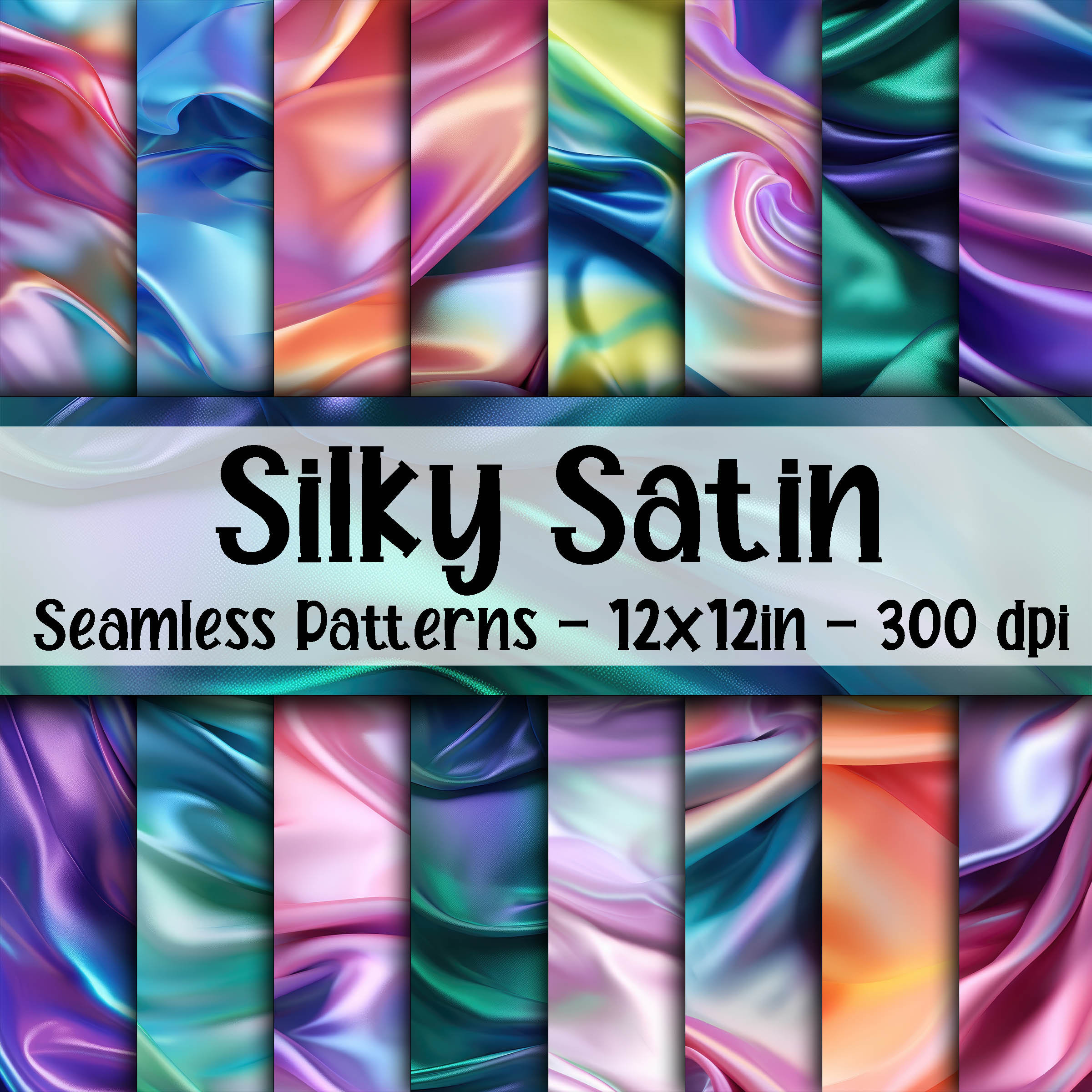 Silky Satin SEAMLESS Patterns - Silky Satin Digital Paper - 16 Designs -  12x12in - Commercial Use - Iridescent Satin Textures