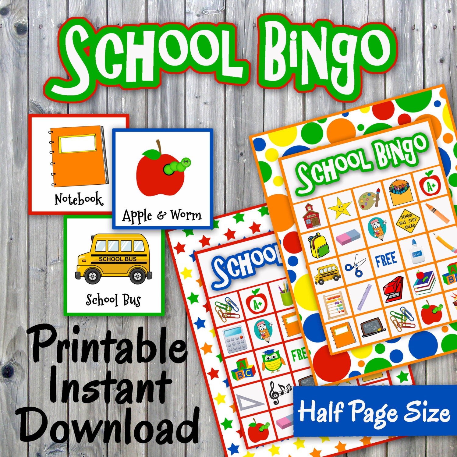 School Bingo Printable PDF 30 Different Cards End of - Etsy