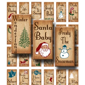 Weihnachtslieder - 1 x 2 inch Domino - Digital Collage Sheet - INSTANT DOWNLOAD