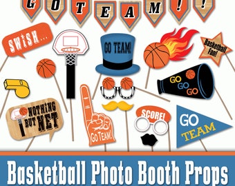 Basketball Photo Booth Props and Party Decorations - Printable - Birthday Party Decorations - Pdf and Jpeg files - INSTaNT DOWNLoAD