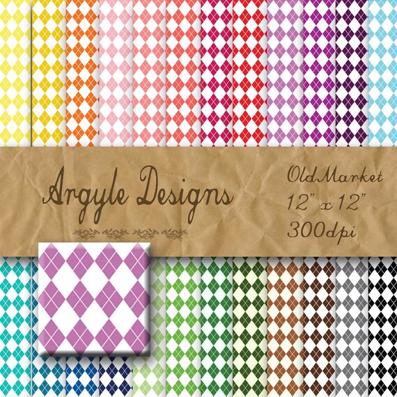 Argyle Digital Paper Colorful Argyle Backgrounds 24 Colors | Etsy